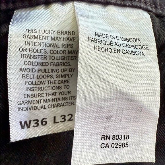 Lucky Brand 121 Slim Straight Men’s Jeans Black W36 L32 - Picture 3 of 16